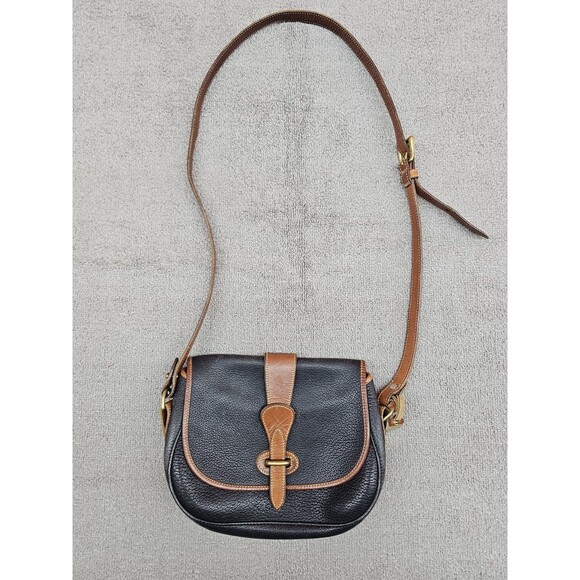 Dooney & Bourke Vintage All Weather Leather Crossbody Black Brown Made in USA - Picture 1 of 8
